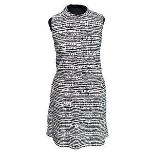 Sleeveless Black & White Patterned Shift Dress By Merona - Small